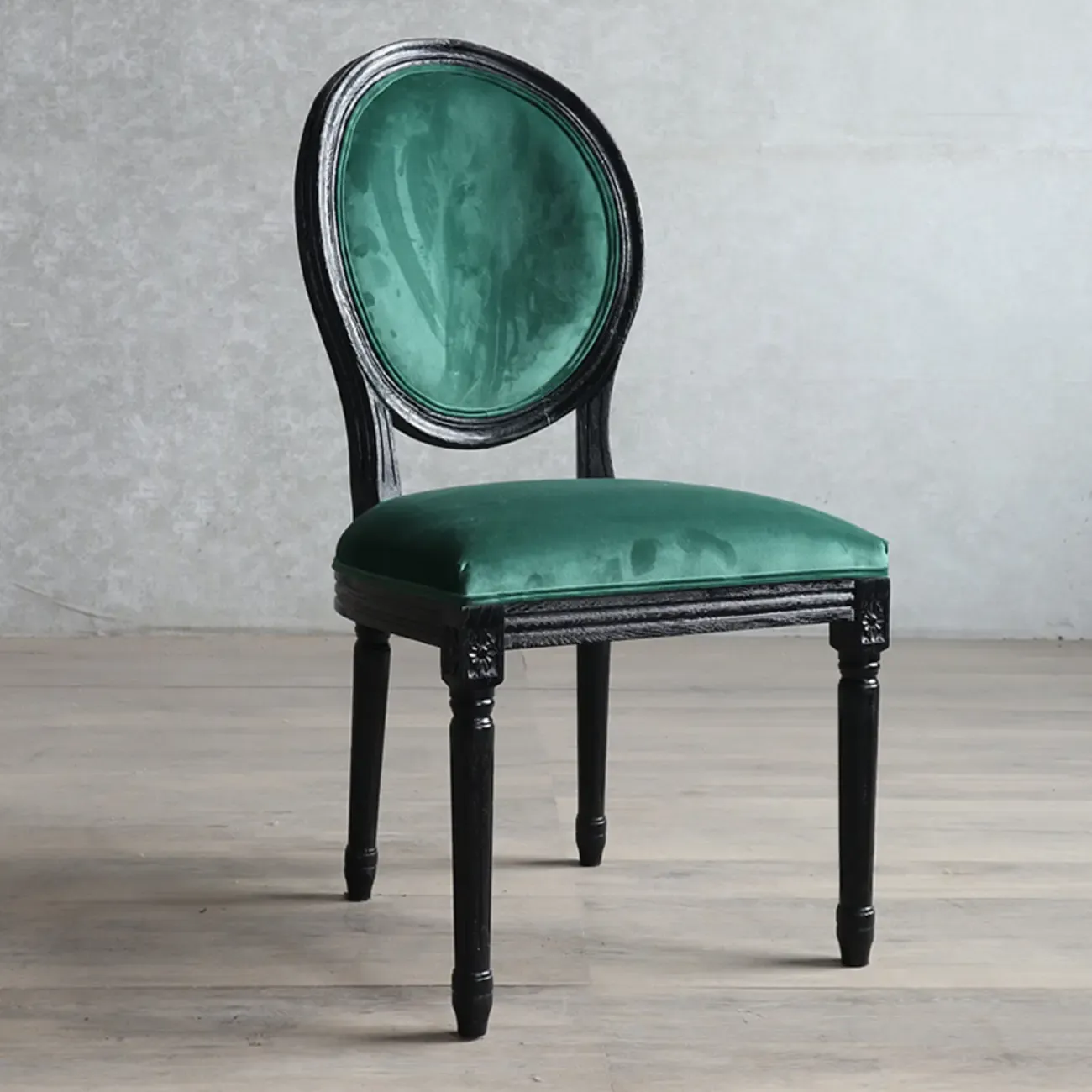 Vintage Dining Chair Faux Leather Upholstery with Back Image - 14