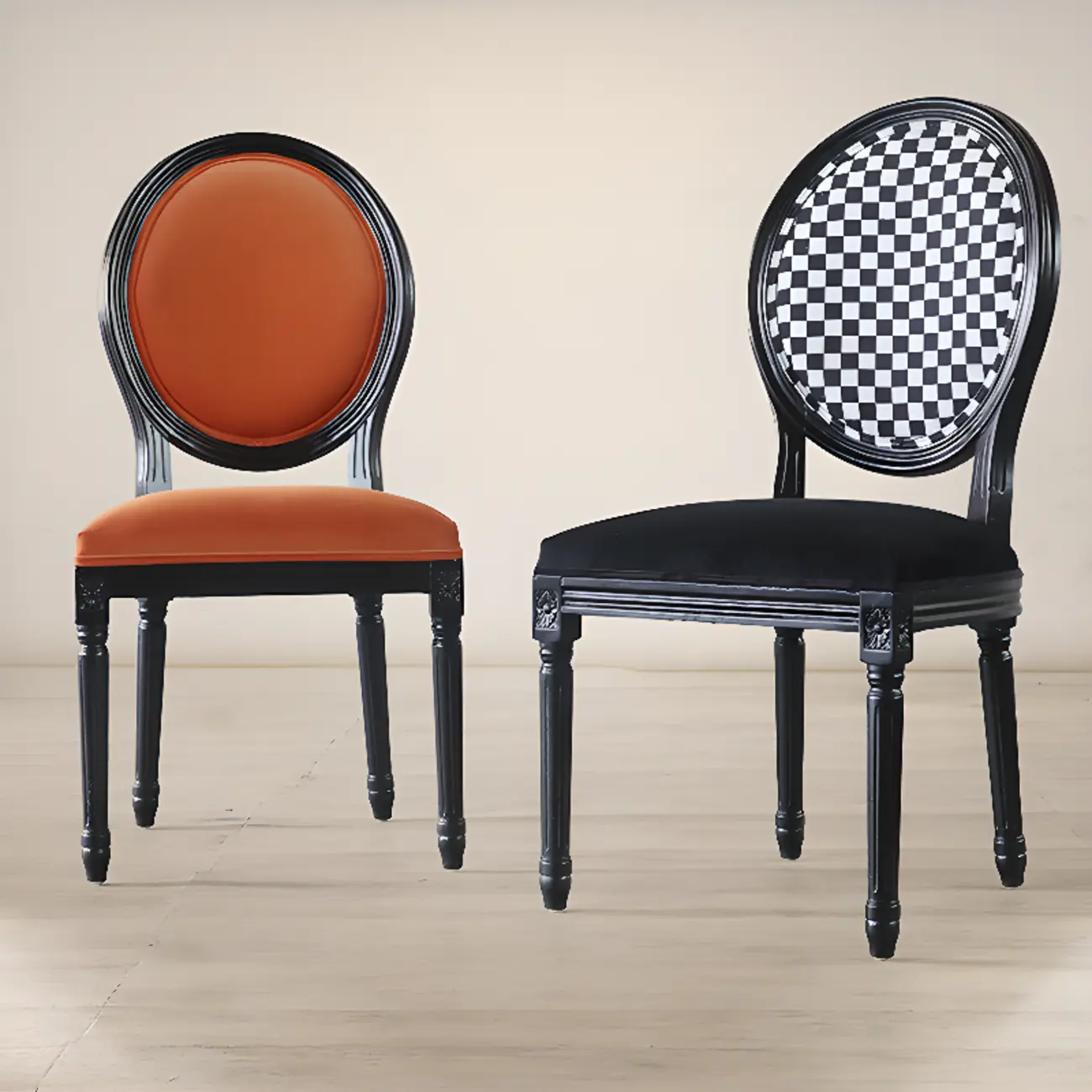 Vintage Dining Chair Faux Leather Upholstery with Back Image - 15 | homeyfad