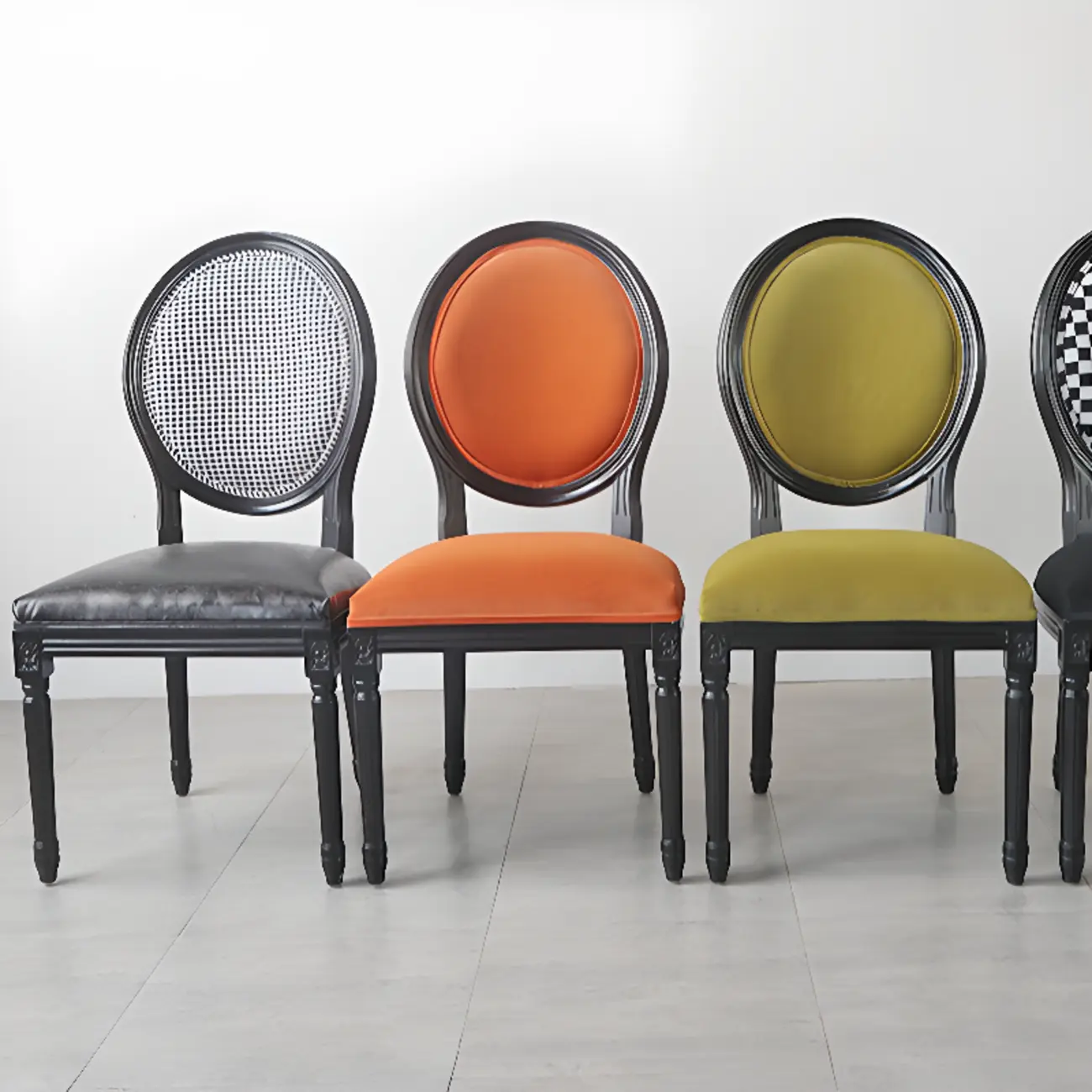 Vintage Dining Chair Faux Leather Upholstery with Back Image - 16 | homeyfad