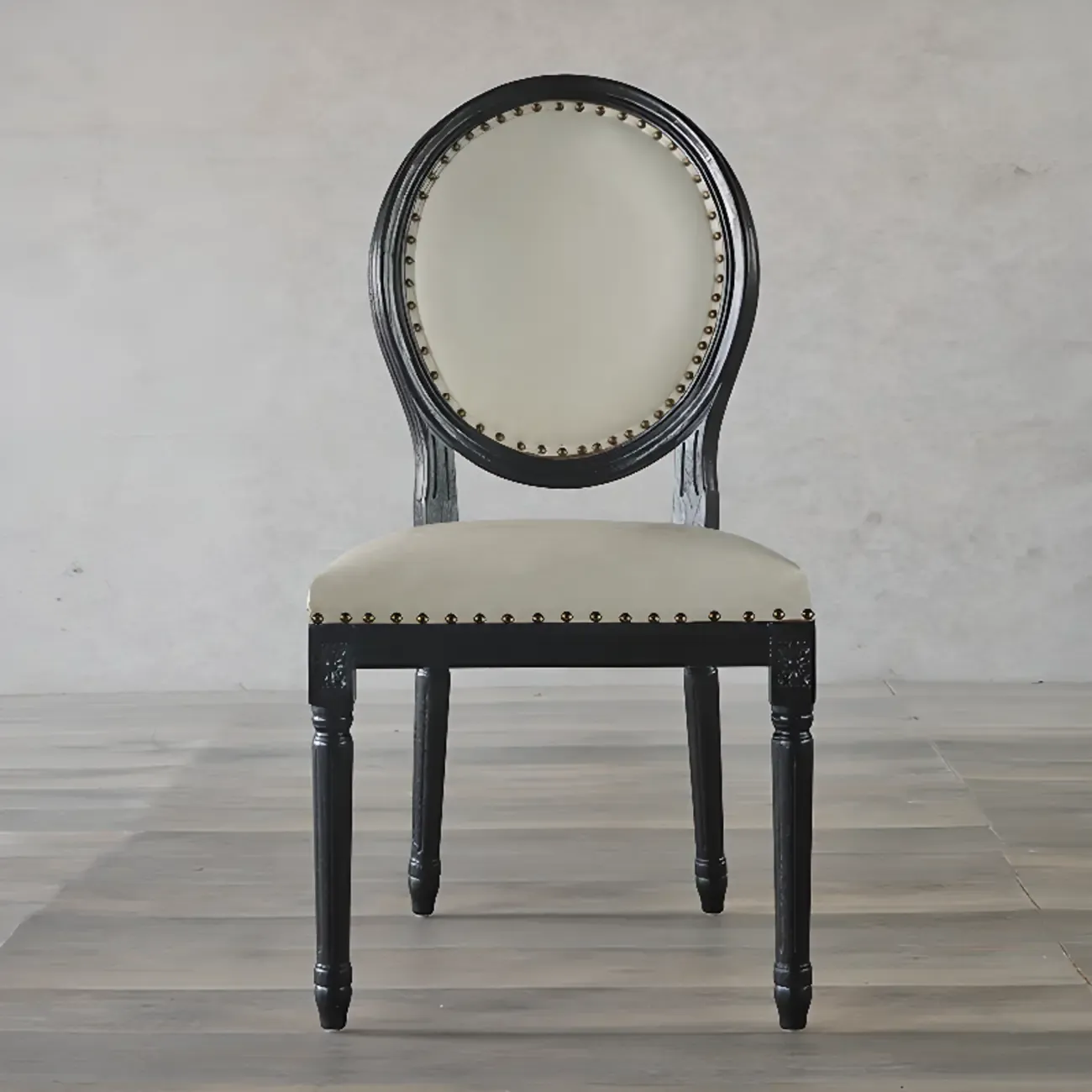 Vintage Dining Chair Faux Leather Upholstery with Back Image - 19