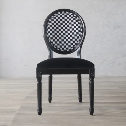 Vintage Dining Chair Faux Leather Upholstery with Back Image - 24