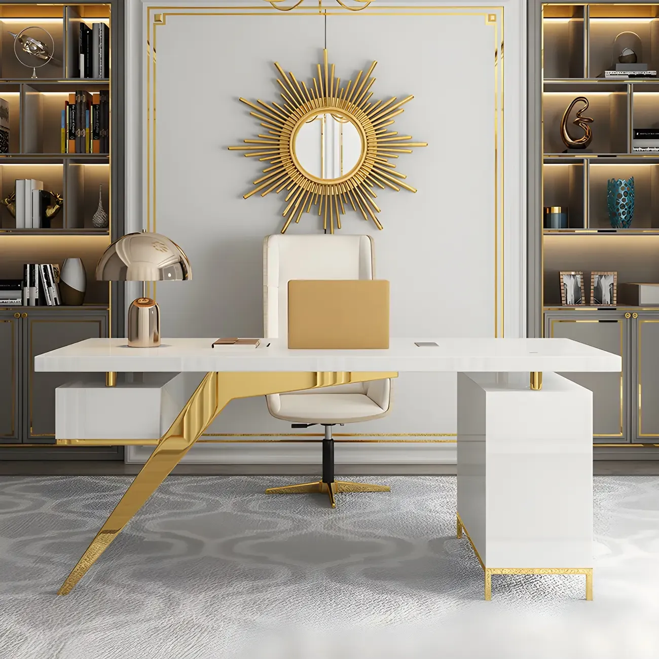 Modern Luxury Office Executive Writing Desk with Storage Drawers | HomeyFad