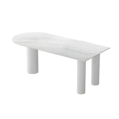 Glam White Peninsula Writing Desk with Marble Top  Image - 5