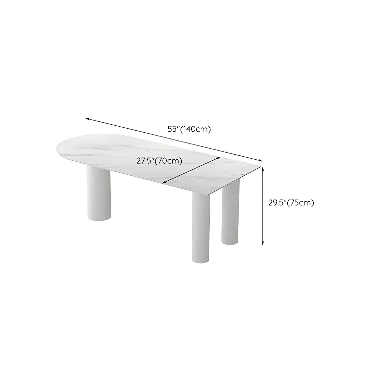 Glam White Peninsula Writing Desk with Marble Top  Image - 8