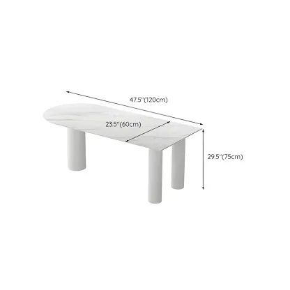 Glam White Peninsula Writing Desk with Marble Top  Image - 9