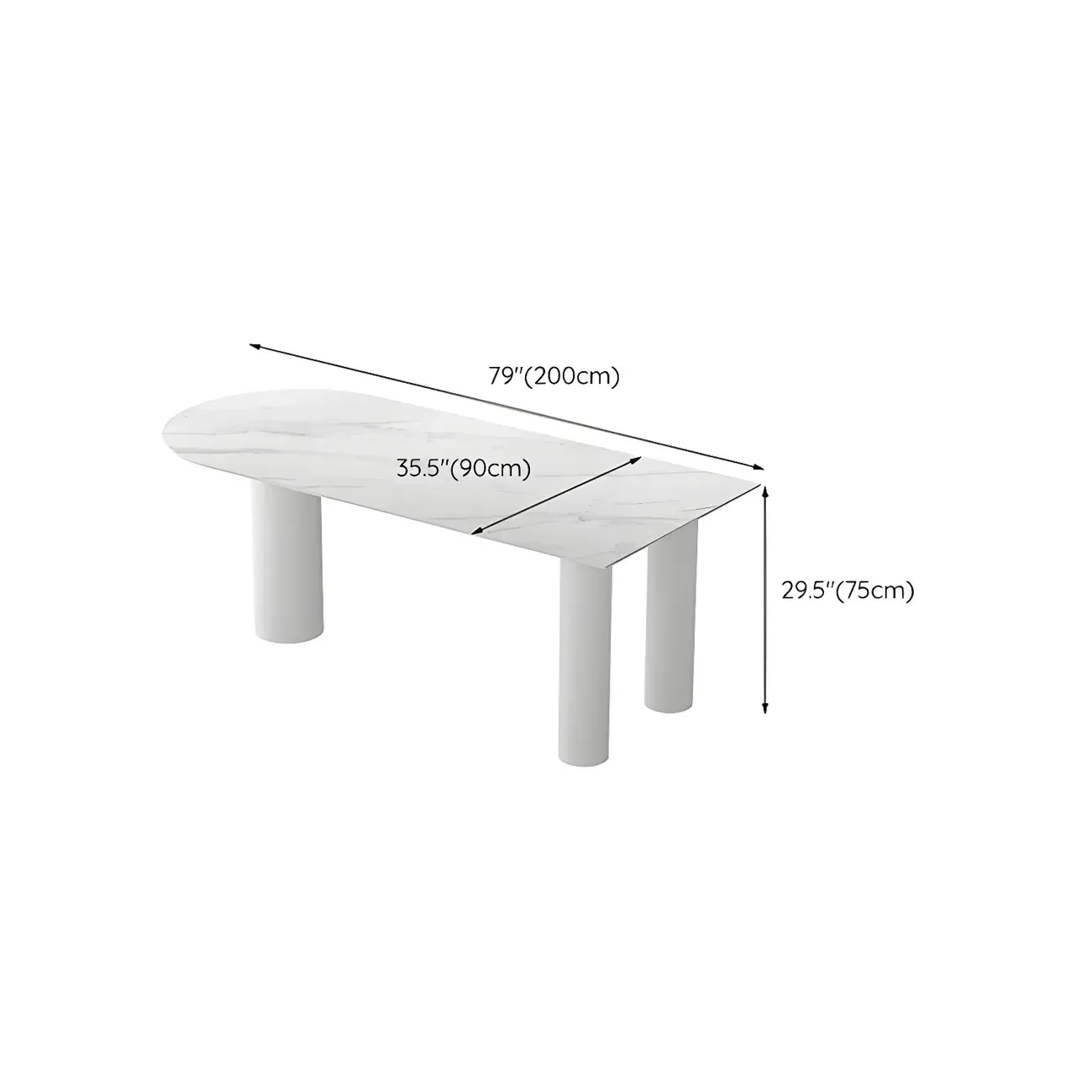 Glam White Peninsula Writing Desk with Marble Top Image - 11