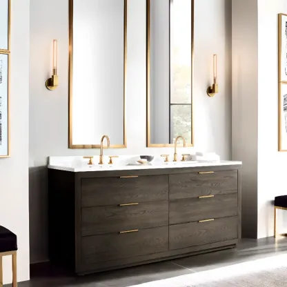 Modern Straight Brass Wall sconce for Elegant Bathroom Image - 4