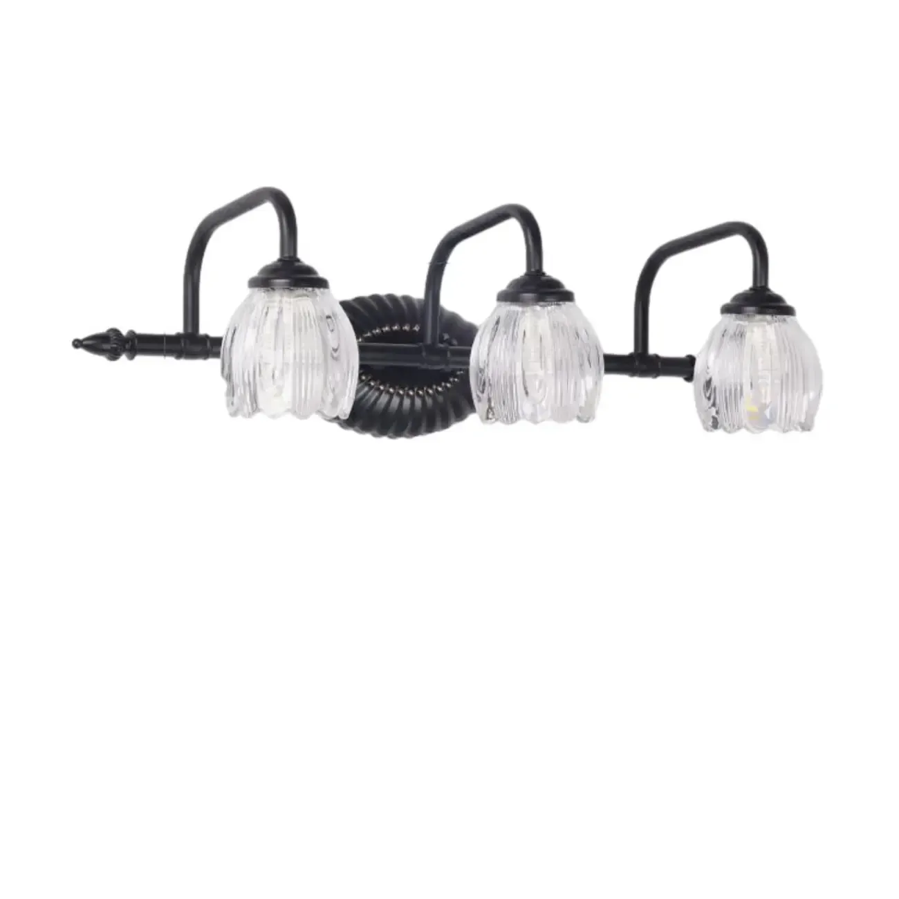 3-Light Vintage Bathroom Vanity Light with Glass Arc Shade Image - 2