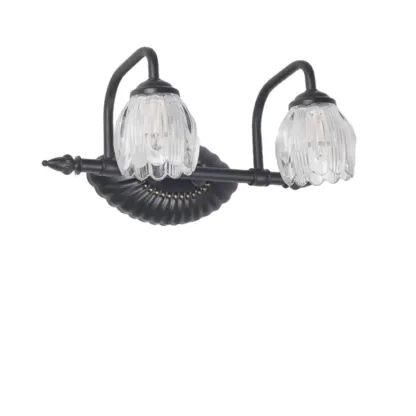 3-Light Vintage Bathroom Vanity Light with Glass Arc Shade Image - 3