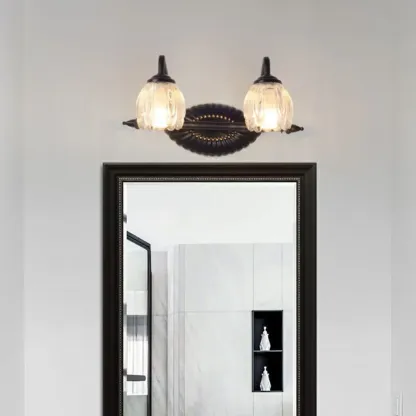 3-Light Vintage Bathroom Vanity Light with Glass Arc Shade Image - 6
