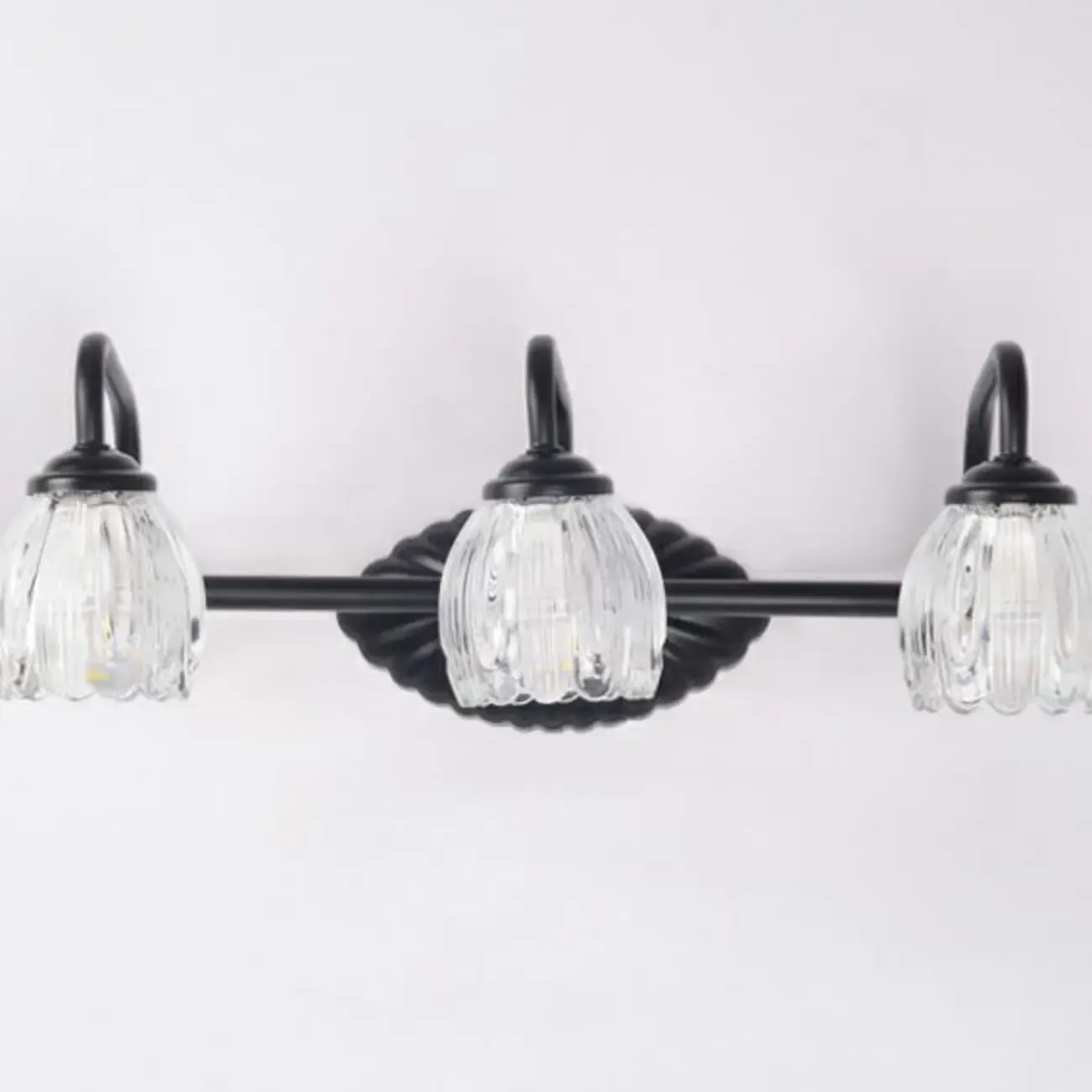 3-Light Vintage Bathroom Vanity Light with Glass Arc Shade Image - 8