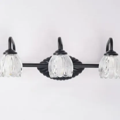 3-Light Vintage Bathroom Vanity Light with Glass Arc Shade Image - 8