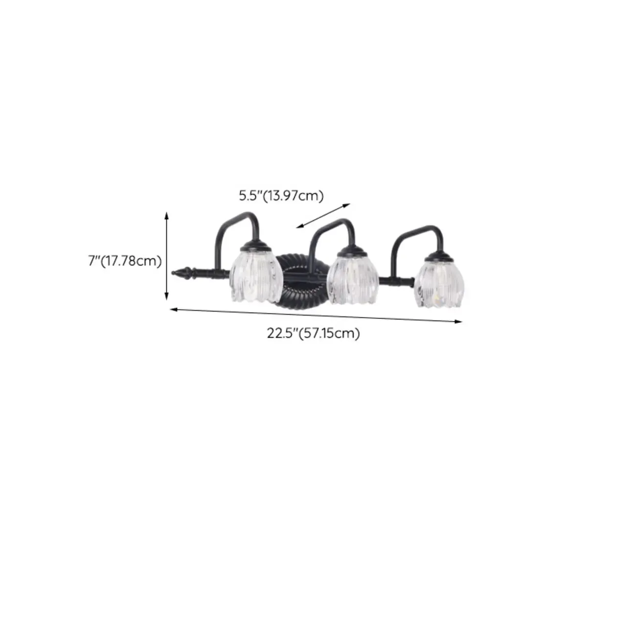 3-Light Vintage Bathroom Vanity Light with Glass Arc Shade Image - 12