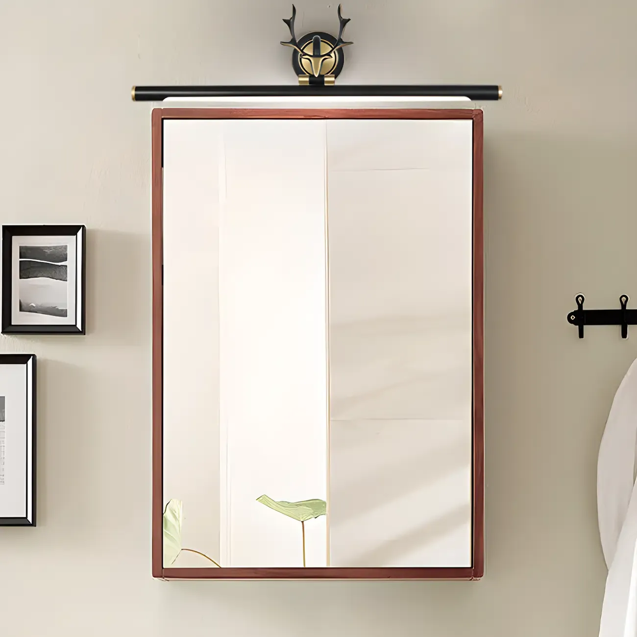 Modern Linear Gold Bathroom Vanity Light with Antler Design Image - 2