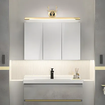 Modern Linear Gold Bathroom Vanity Light with Antler Design  Image - 3