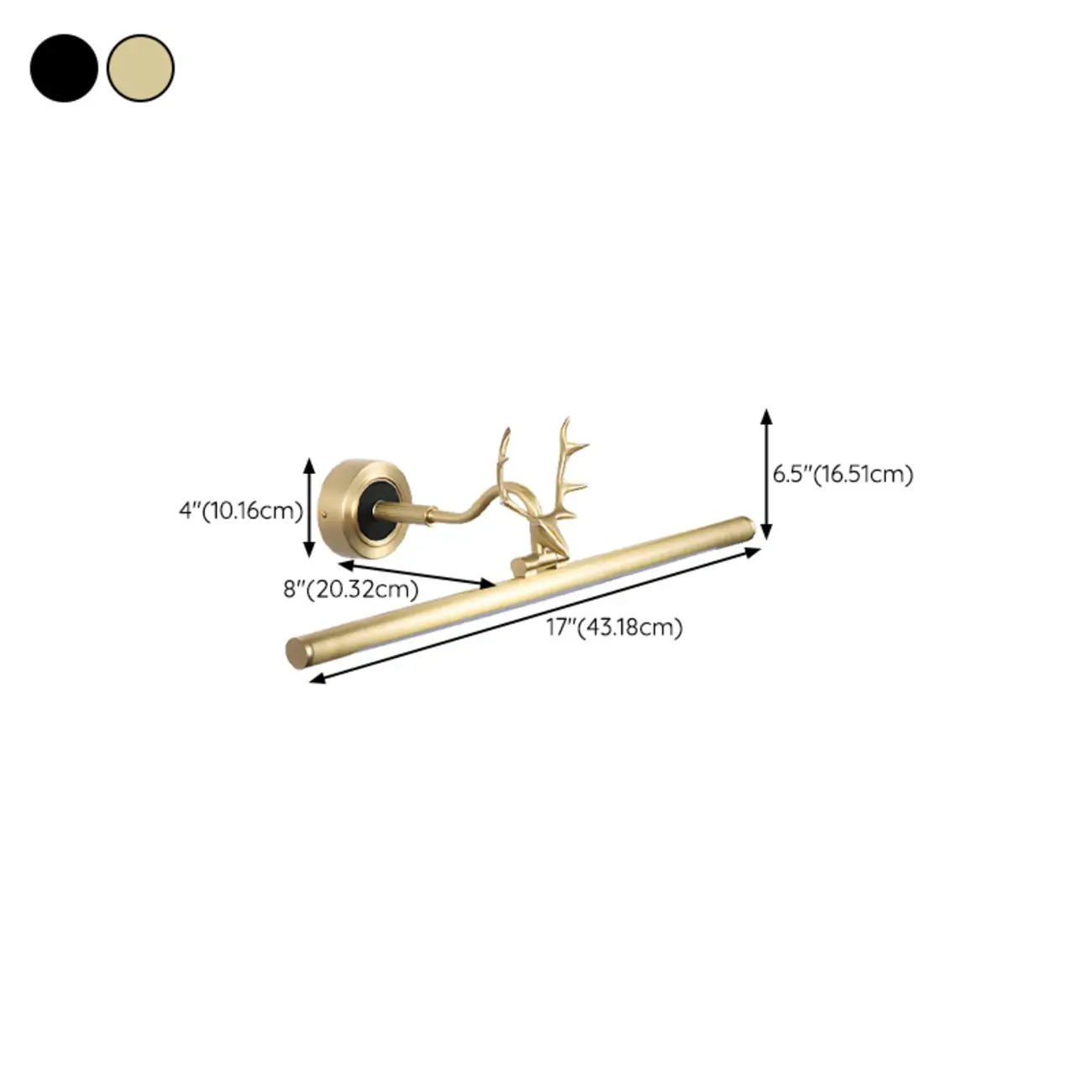 Modern Linear Gold Bathroom Vanity Light with Antler Design  #size