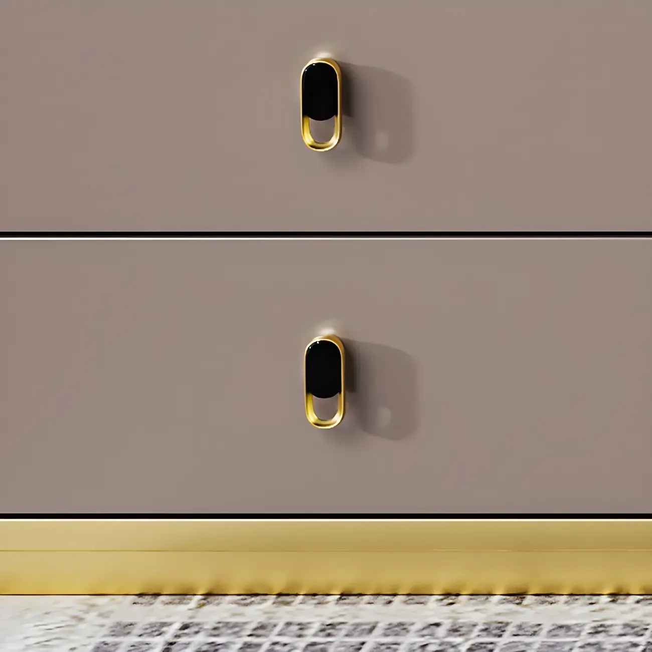 Glam Stone Top Metal Base Writing Desk with File Cabinet  Image - 9