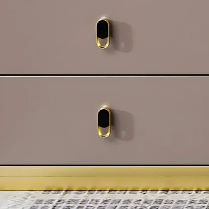 Glam Stone Top Metal Base Writing Desk with File Cabinet  Image - 9