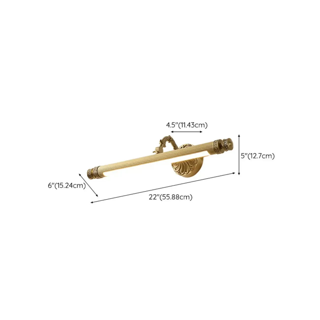 Gold Bathroom LED Wall Sconce Fixture with Warm Light #size