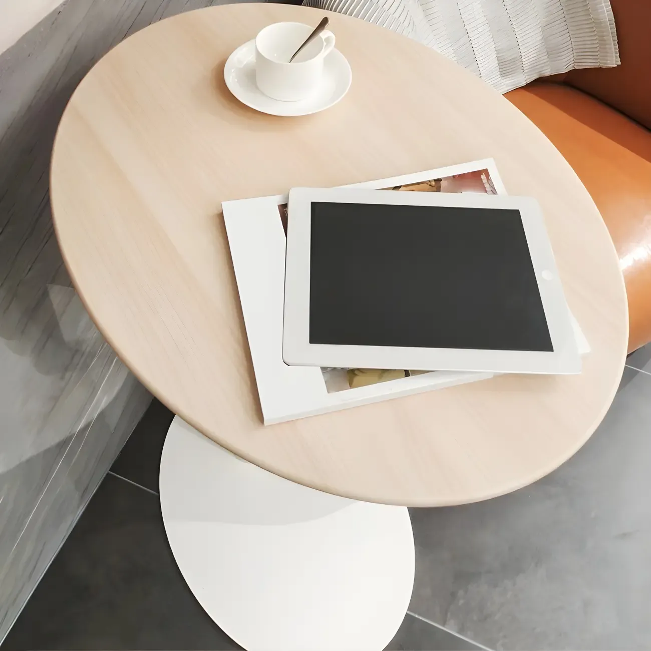 Height Adjustable Standing Oval Writing Desk Image - 13