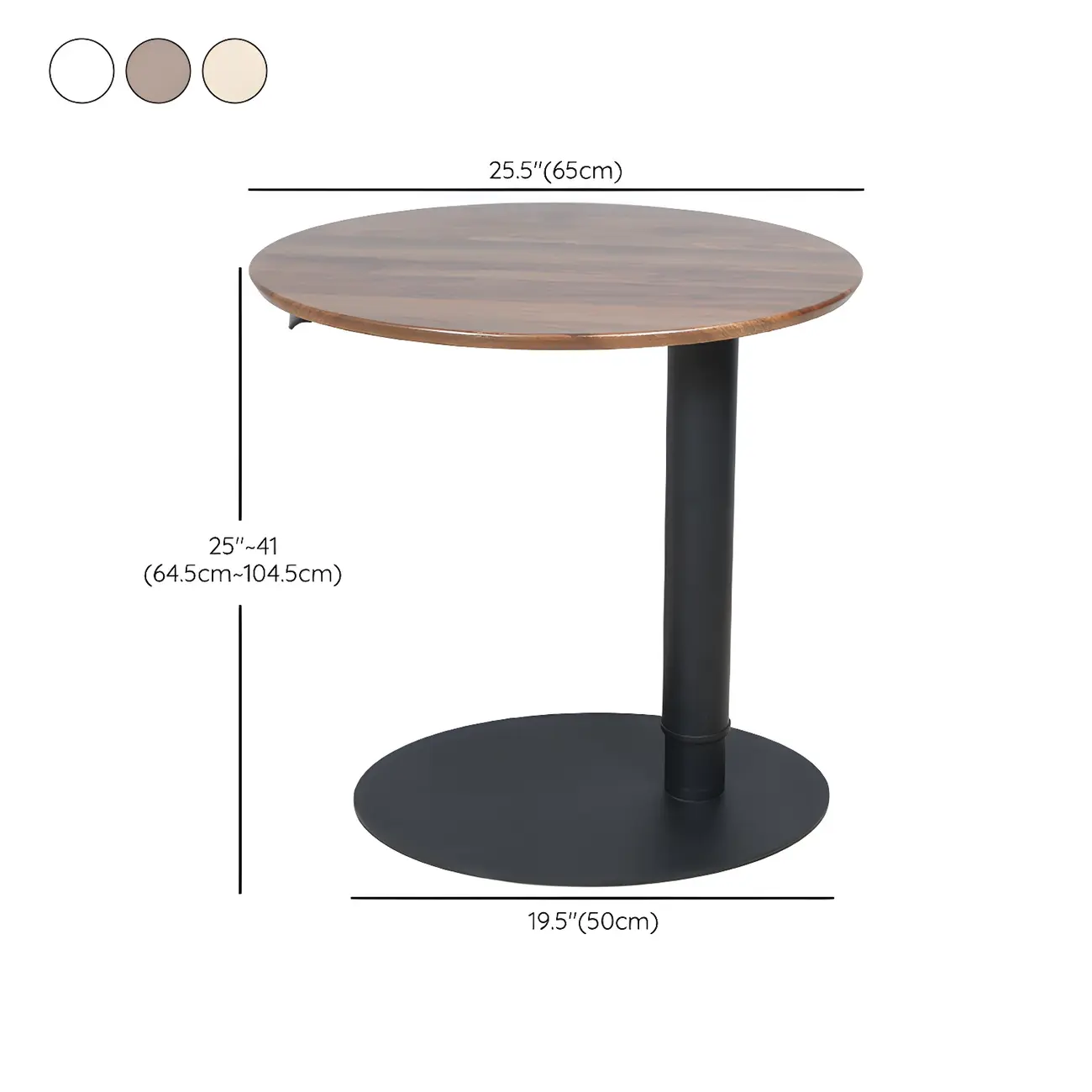 Height Adjustable Standing Oval Writing Desk #size
