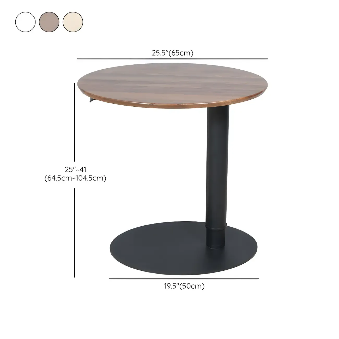 Height Adjustable Standing Oval Writing Desk #size