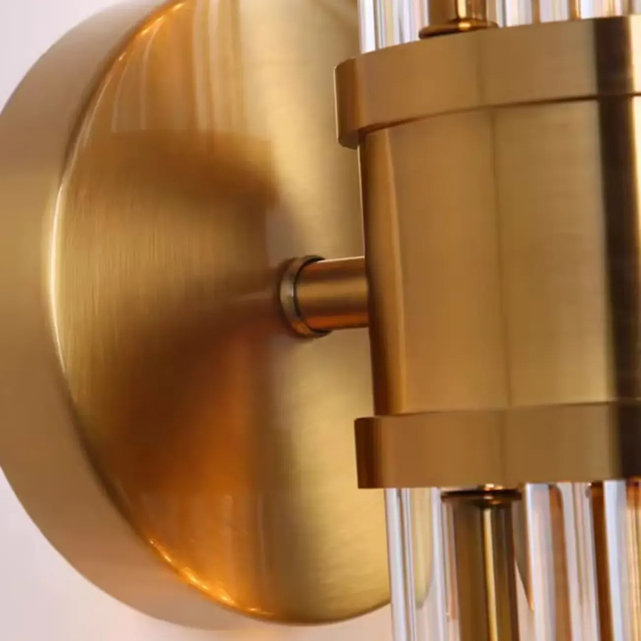  Vintage Cylindrical Brass Vanity Light Fixture Next to Mirror Image - 10