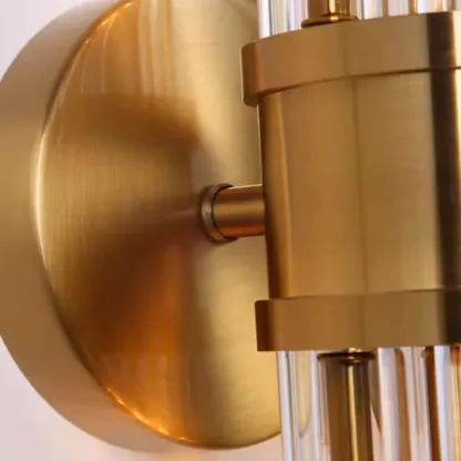  Vintage Cylindrical Brass Vanity Light Fixture Next to Mirror Image - 10