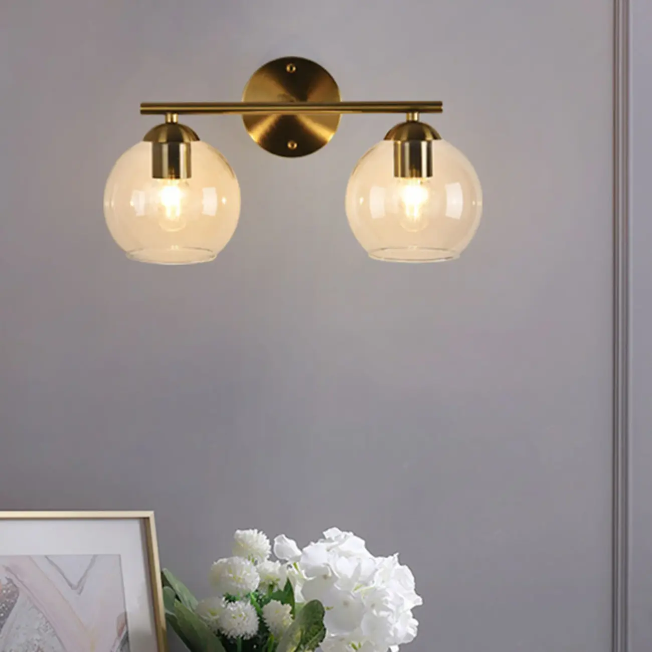 Modern 2-Light Globe LED Vanity Sconce Light for Bathroom  Image - 2 | homeyfad