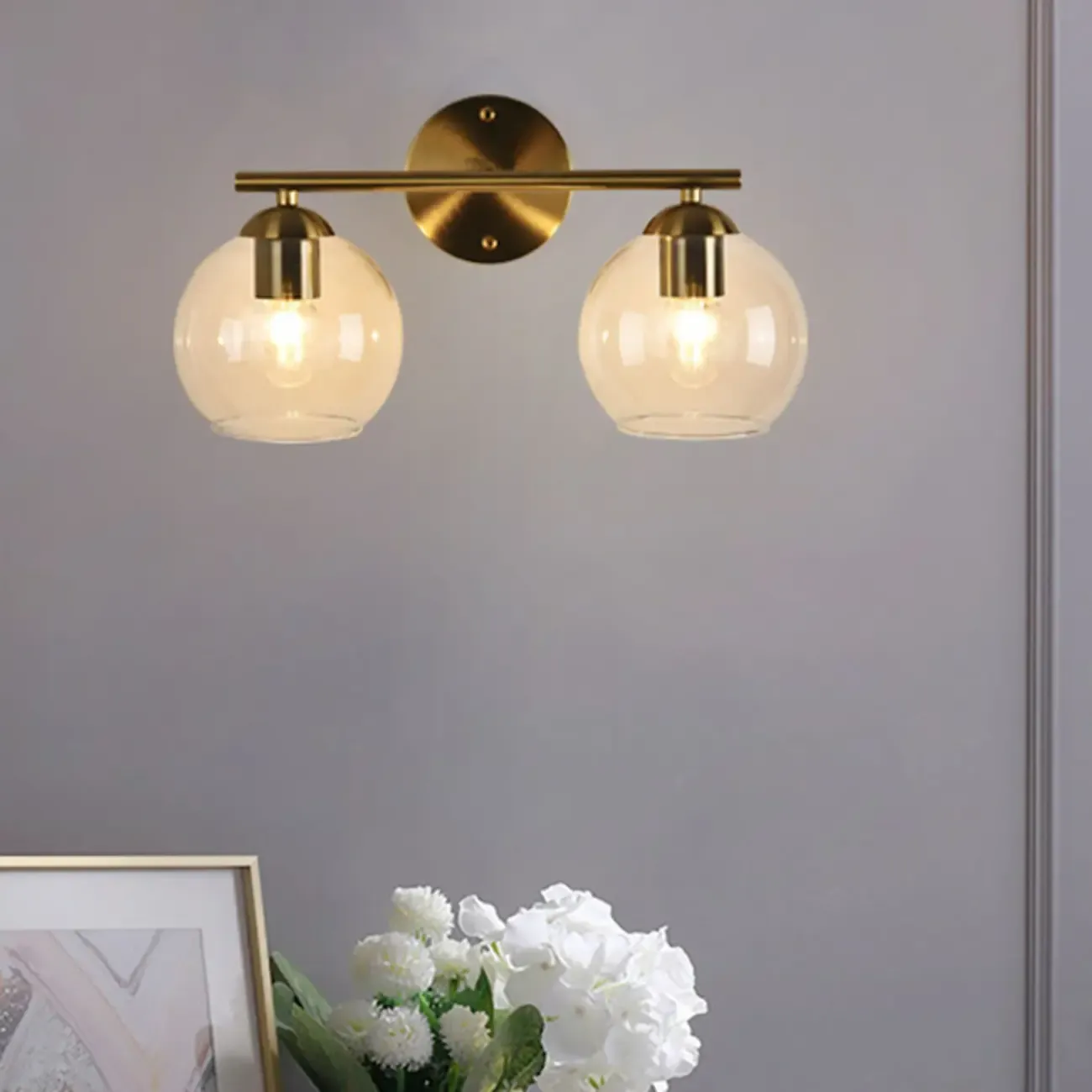 Modern 2-Light Globe LED Vanity Sconce Light for Bathroom  Image - 2