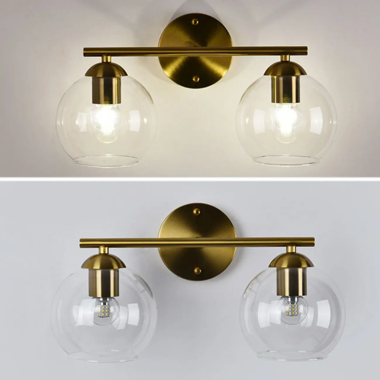 Modern 2-Light Globe LED Vanity Sconce Light for Bathroom  Image - 7 | homeyfad