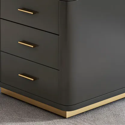 Glam Stone Top Writing Desk with Drawers and Built in Outlets Image - 6