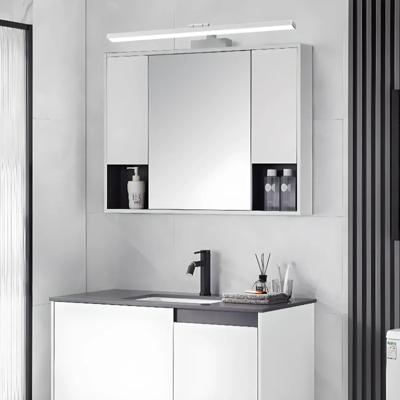Modern White LED Vanity Light Bar for Bathroom Above Mirror Image - 1