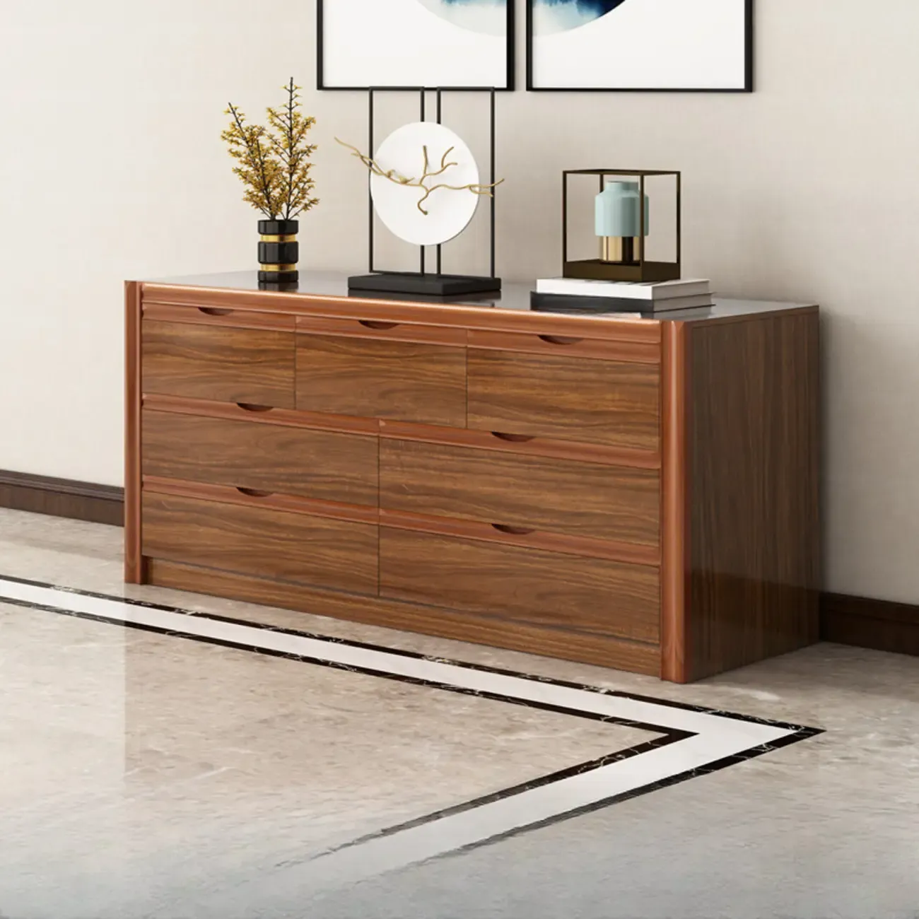 Modish Accent Cabinet for Living Room with Multiple Drawers Image - 6
