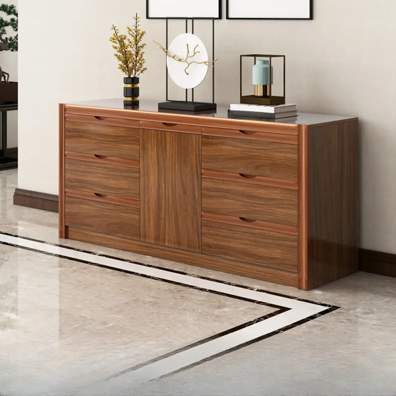 Modish Accent Cabinet for Living Room with Multiple Drawers Image - 10