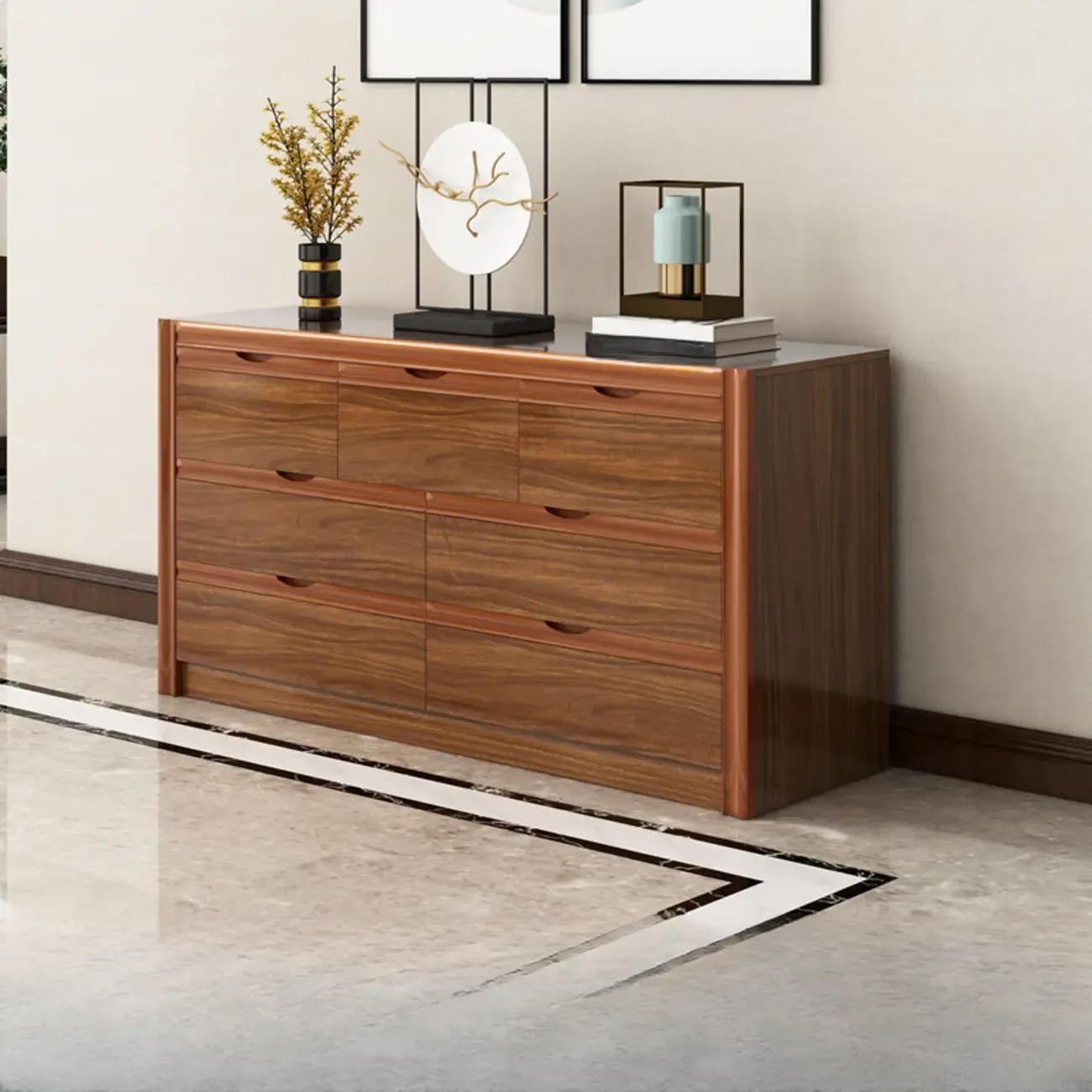 Modish Accent Cabinet for Living Room with Multiple Drawers Image - 11