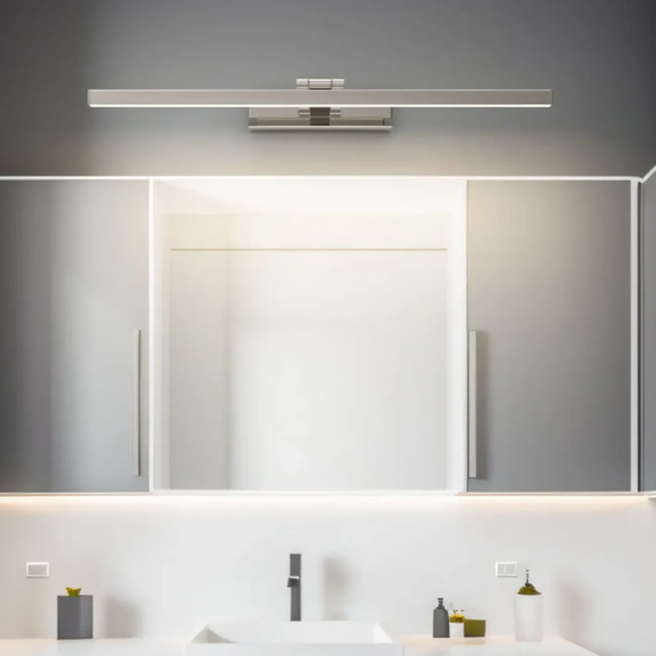 White Linear LED Wall-Mounted Vanity Light with Modern Style Image - 1