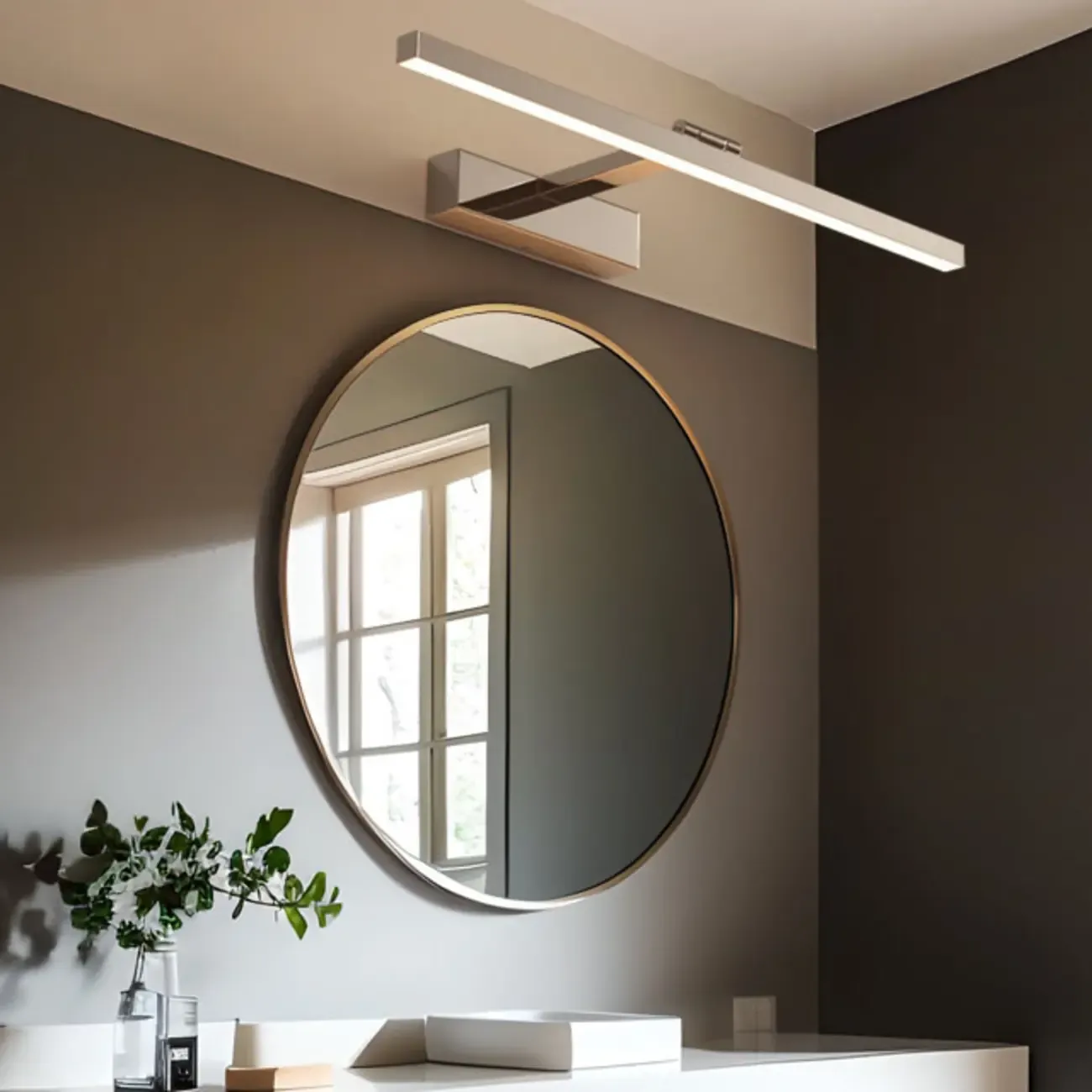 White Linear LED Wall-Mounted Vanity Light with Modern Style Image - 2