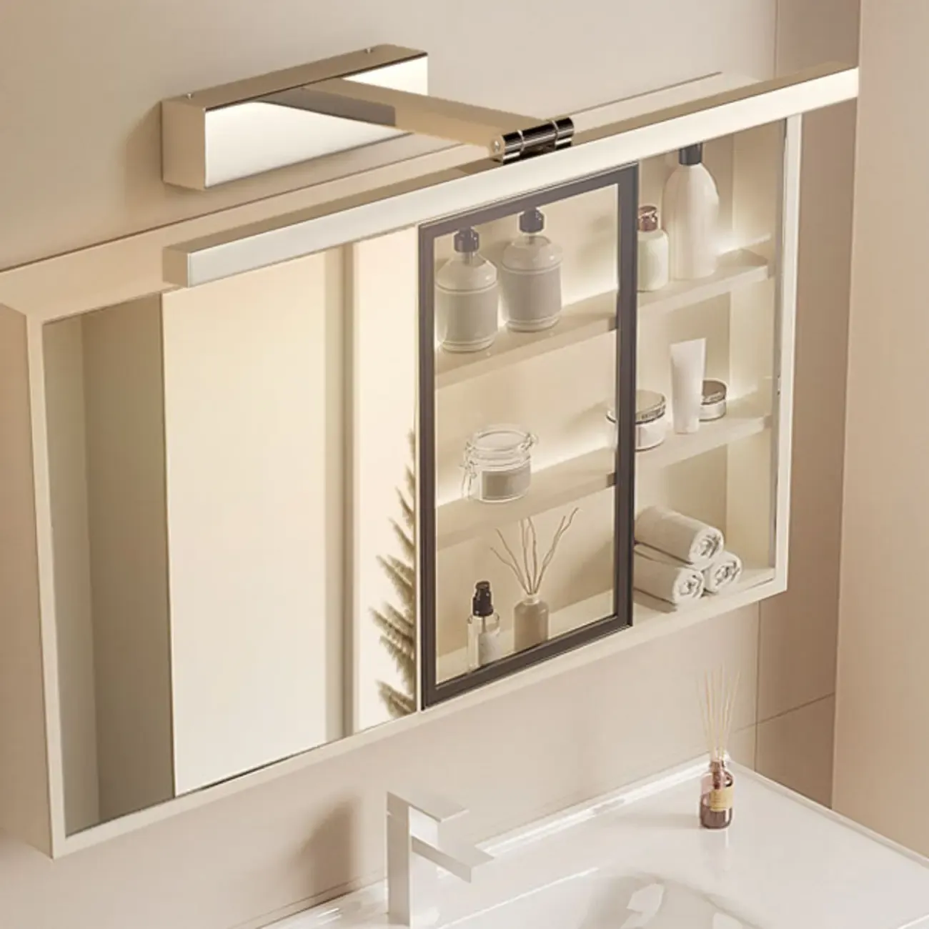 White Linear LED Wall-Mounted Vanity Light with Modern Style Image - 13