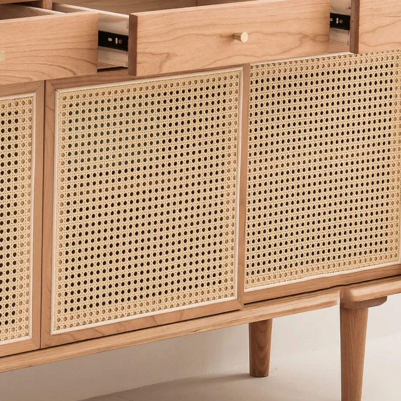 Nordic Minimalist Rattan Cabinet with Free-Standing Design  Image - 6 | homeyfad