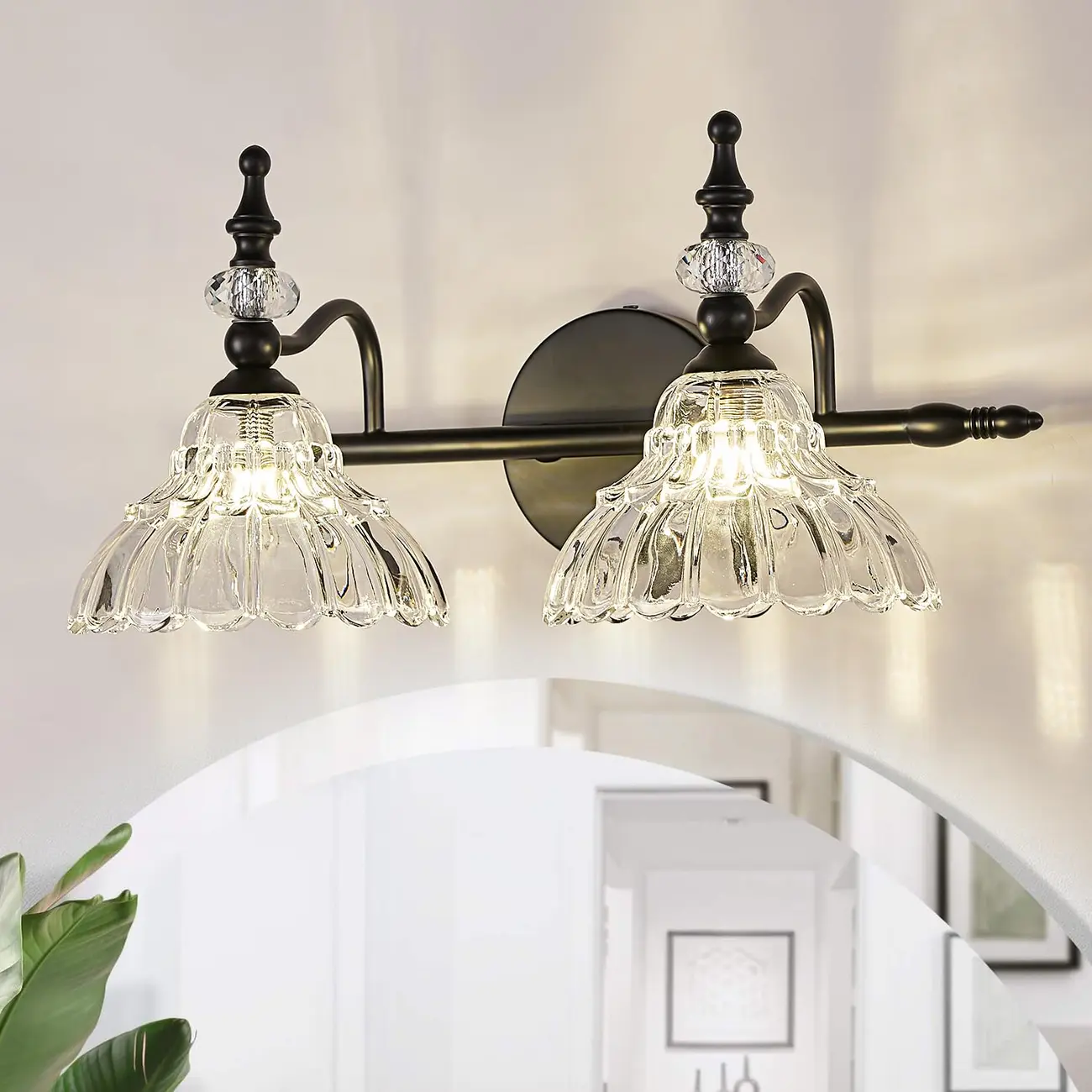 Vintage Glass Shade Vanity Light for Bathroom Image - 1 | homeyfad