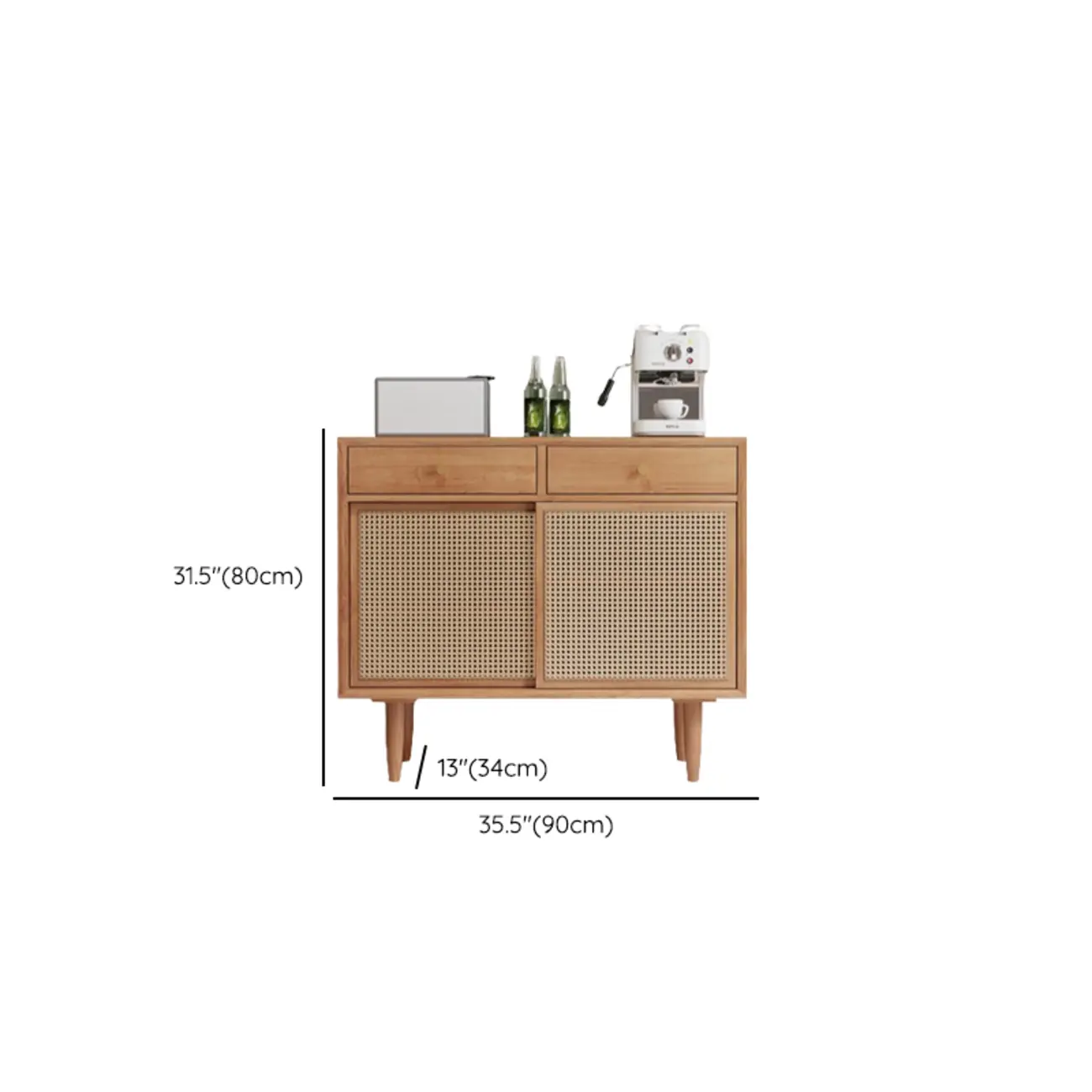 Nordic Minimalist Rattan Cabinet with Free-Standing Design  #size | homeyfad