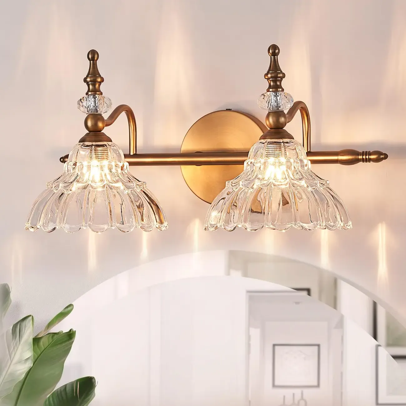 Vintage Glass Shade Vanity Light for Bathroom Image - 6