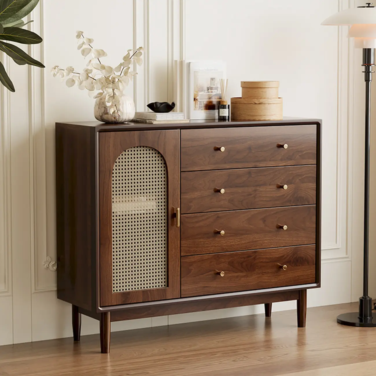 Retro Brown Accent Cabinet for Parlor with 6 Size Options Image - 29 | homeyfad
