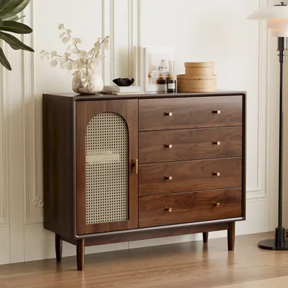 Retro Brown Accent Cabinet for Parlor with 6 Size Options Image - 29