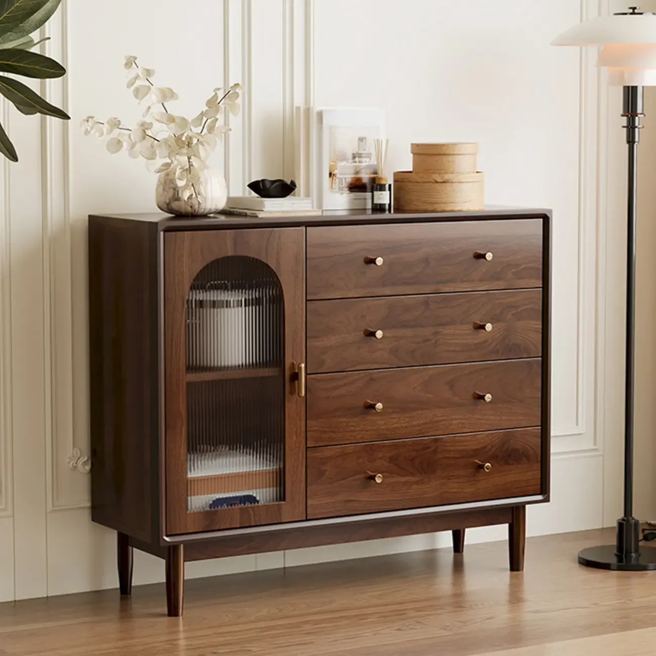 Retro Brown Accent Cabinet for Parlor with 6 Size Options Image - 2