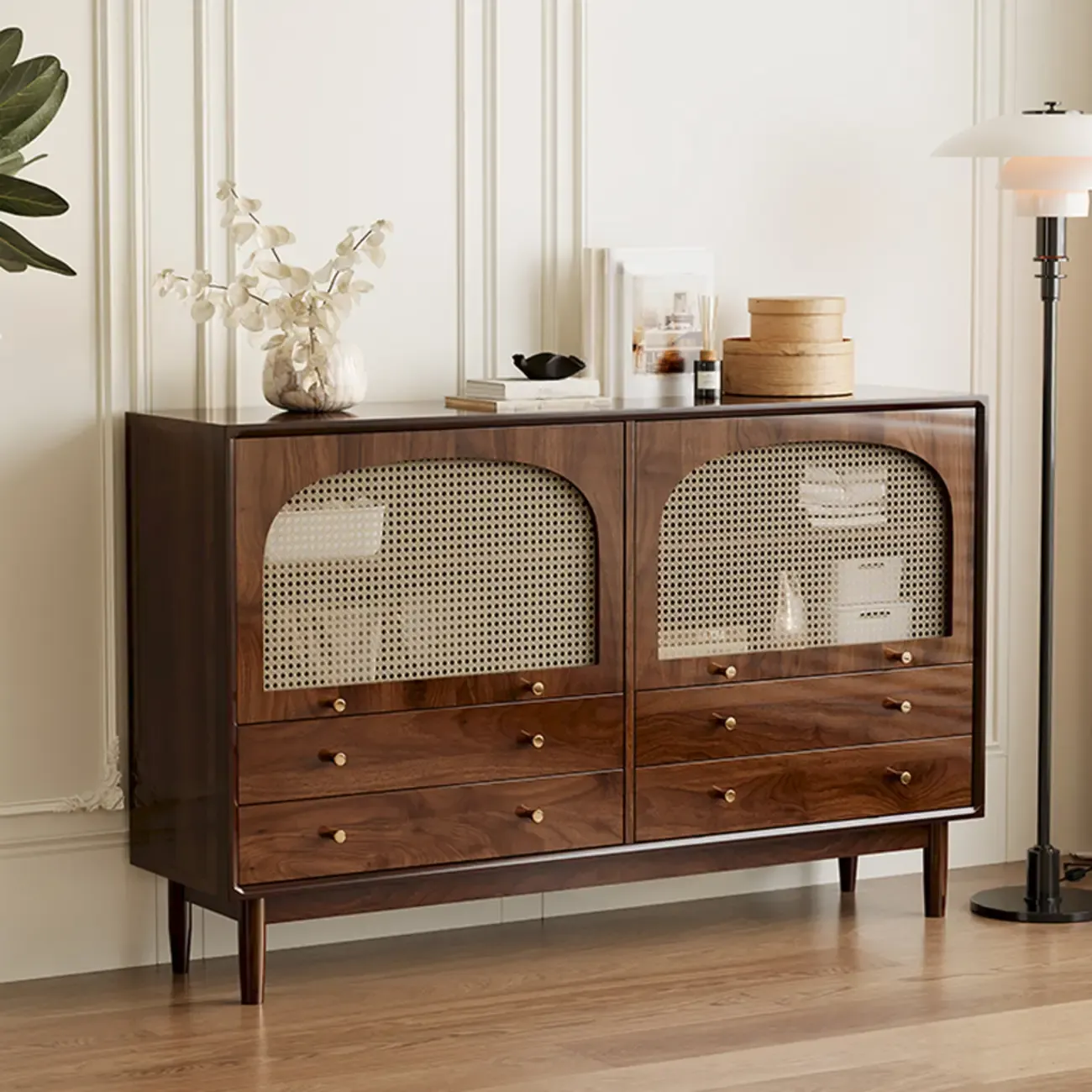 Retro Brown Accent Cabinet for Parlor with 6 Size Options Image - 3