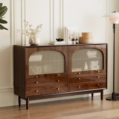 Retro Brown Accent Cabinet for Parlor with 6 Size Options Image - 3