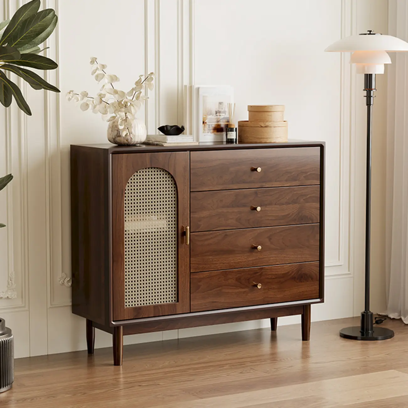 Retro Brown Accent Cabinet for Parlor with 6 Size Options Image - 5 | homeyfad