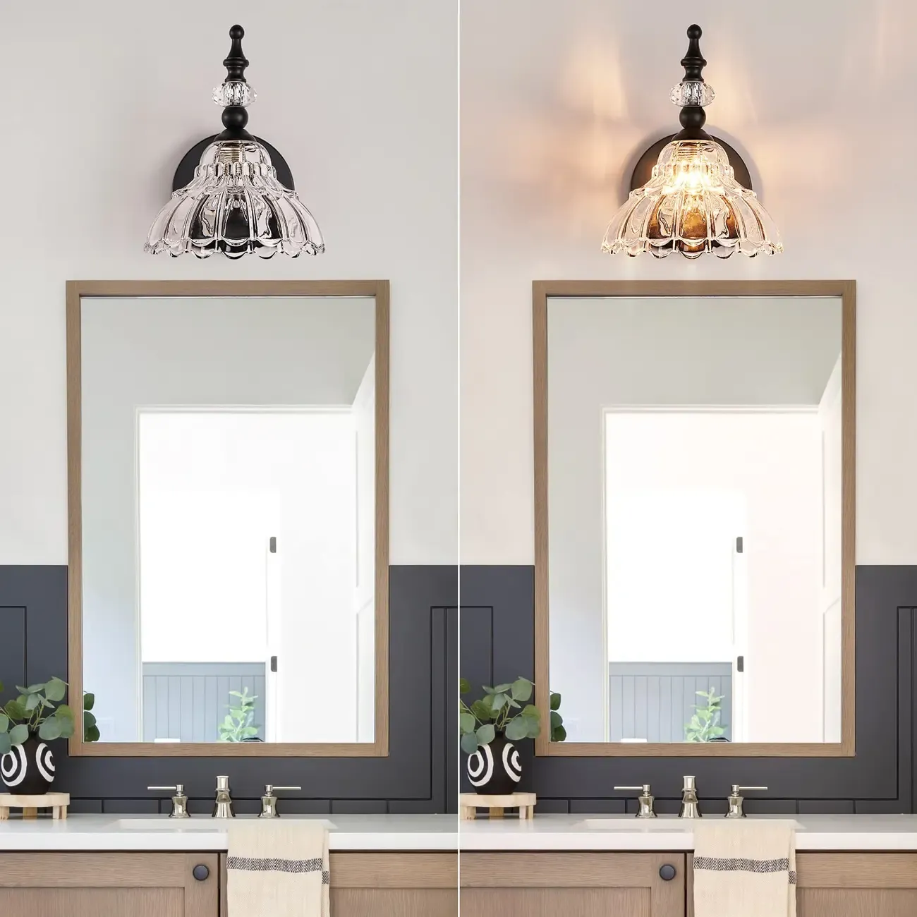 Vintage Glass Shade Vanity Light for Bathroom Image - 15